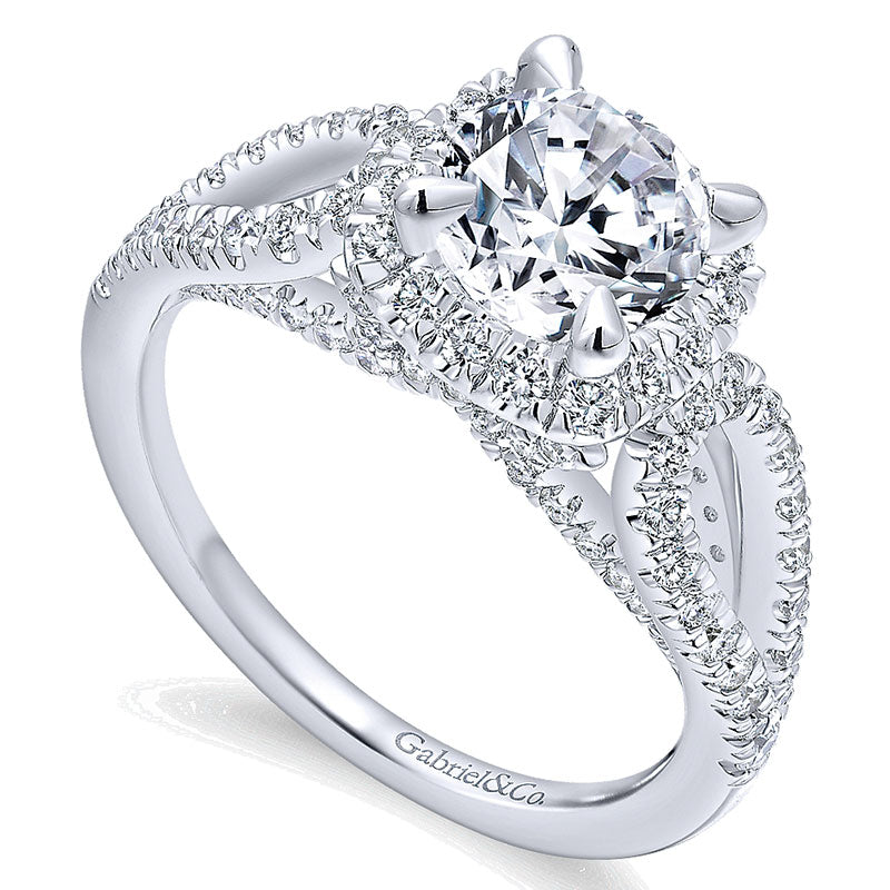 14K White Gold Diamond Halo 14K White Gold Engagement Ring ER12653R4W44Jj