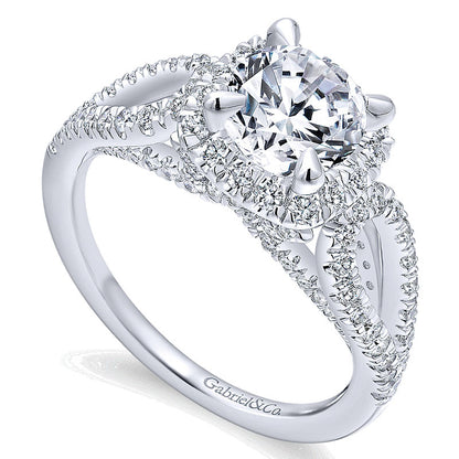 14K White Gold Diamond Halo 14K White Gold Engagement Ring ER12653R4W44Jj