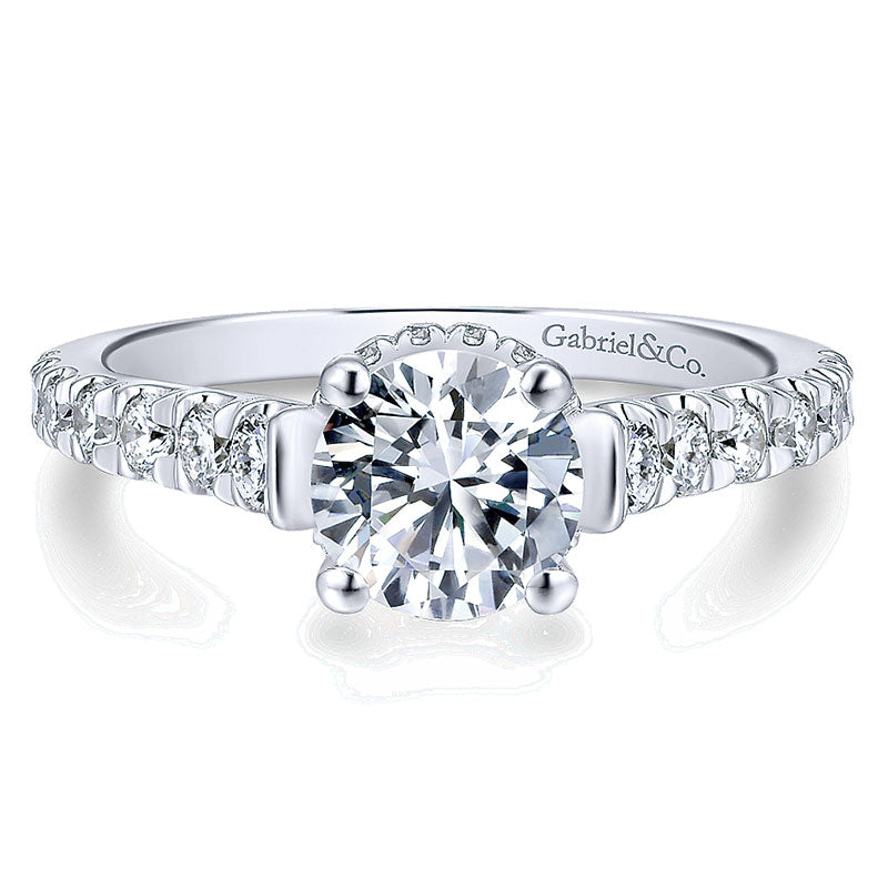 14K White Gold Diamond Halo 14K White Gold Engagement Ring ER12679R4W44Jj