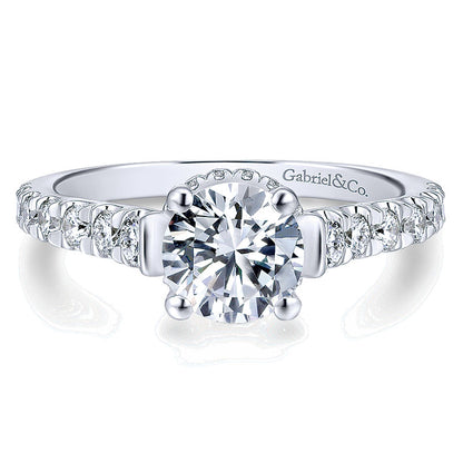 14K White Gold Diamond Halo 14K White Gold Engagement Ring ER12679R4W44Jj