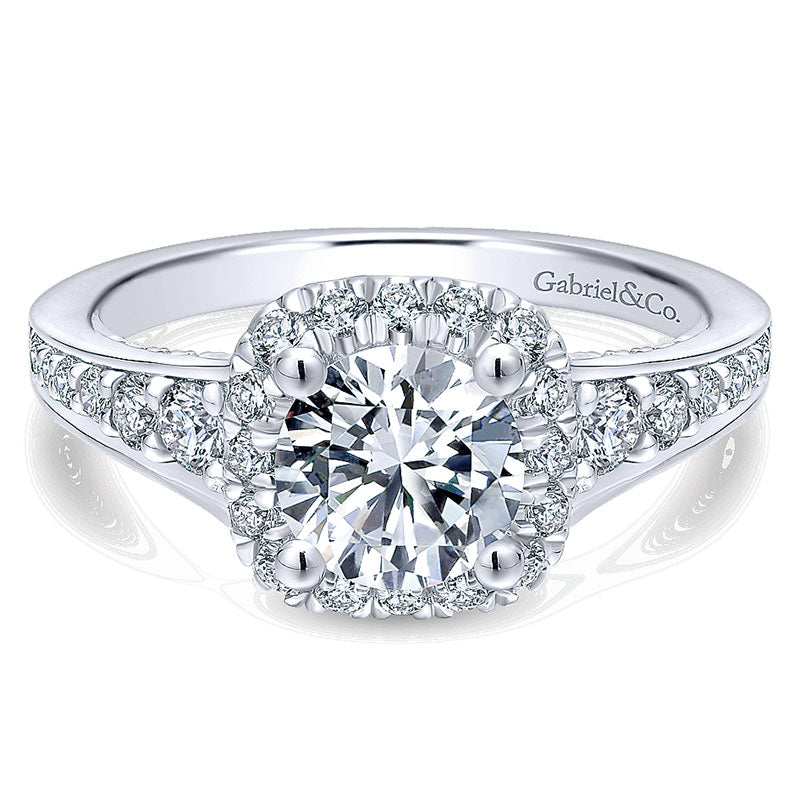 14K White Gold Diamond Halo 14K White Gold Engagement Ring ER12685R4W44Jj
