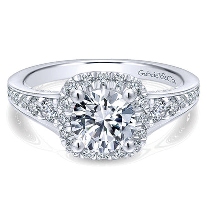 14K White Gold Diamond Halo 14K White Gold Engagement Ring ER12685R4W44Jj