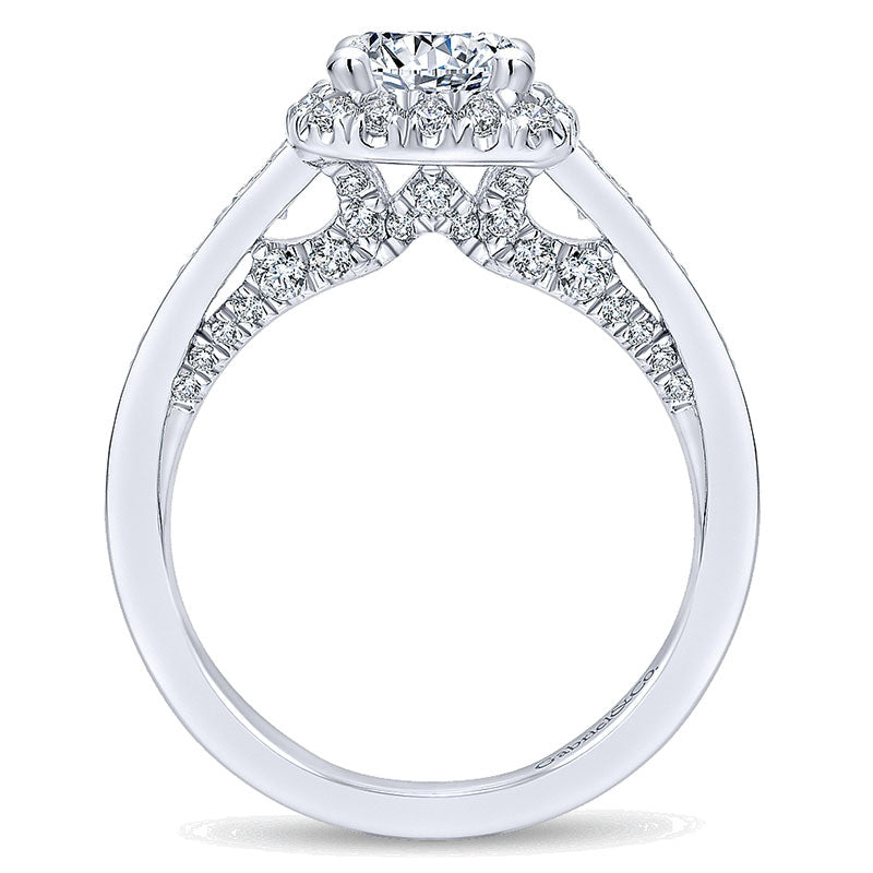 14K White Gold Diamond Halo 14K White Gold Engagement Ring ER12685R4W44Jj