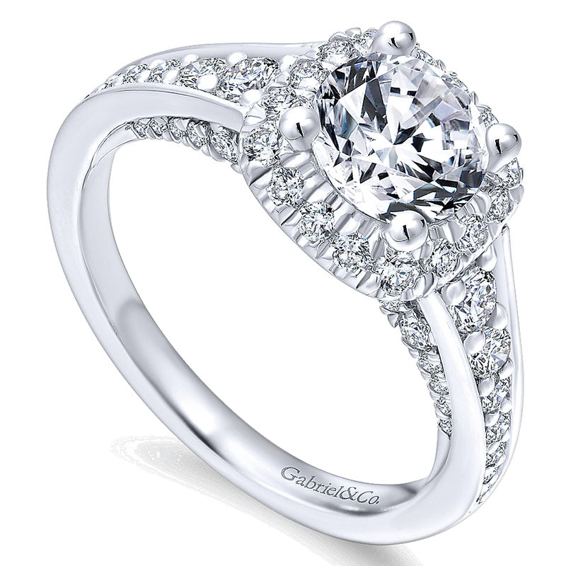 14K White Gold Diamond Halo 14K White Gold Engagement Ring ER12685R4W44Jj