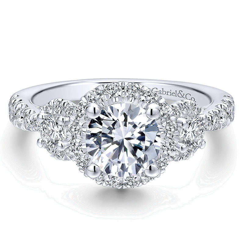 14K White Gold Diamond Halo 14K White Gold Engagement Ring ER12770R4W44Jj