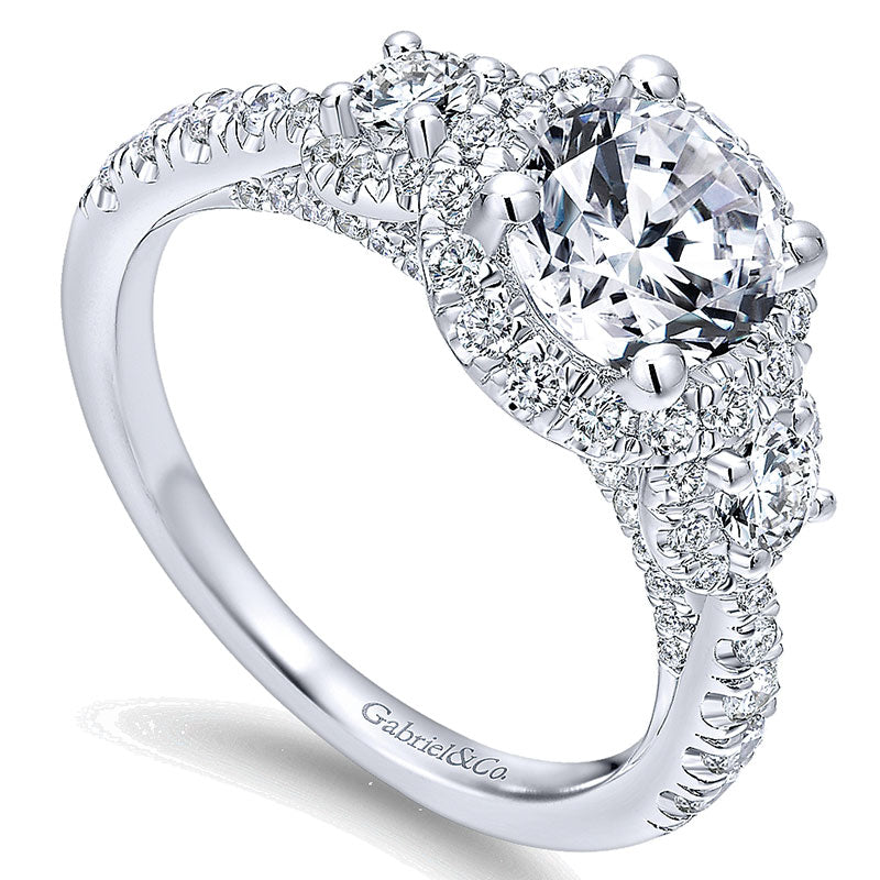 14K White Gold Diamond Halo 14K White Gold Engagement Ring ER12770R4W44Jj