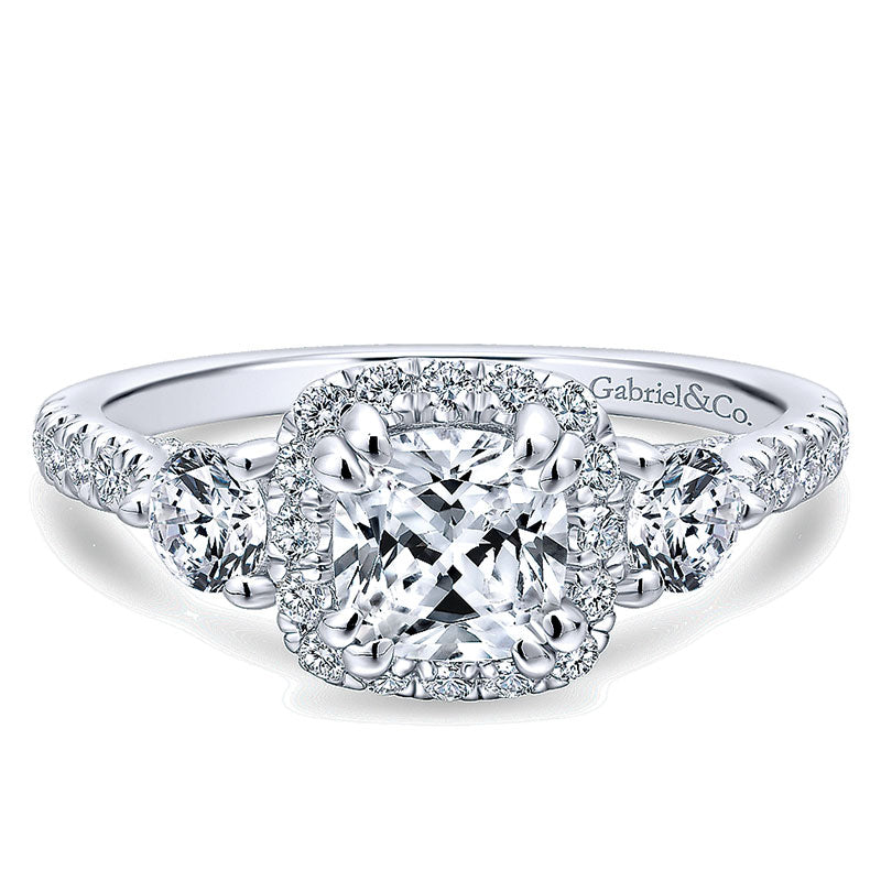 14K White Gold Diamond Halo 14K White Gold Engagement Ring ER12772C4W44Jj