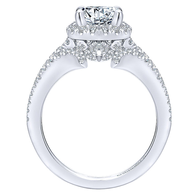 14K White Gold Diamond Halo 14K White Gold Engagement Ring ER12779R4W44Jj