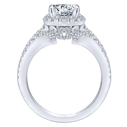 14K White Gold Diamond Halo 14K White Gold Engagement Ring ER12779R4W44Jj