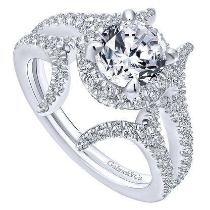 14K White Gold Diamond Halo 14K White Gold Engagement Ring ER12779R4W44Jj