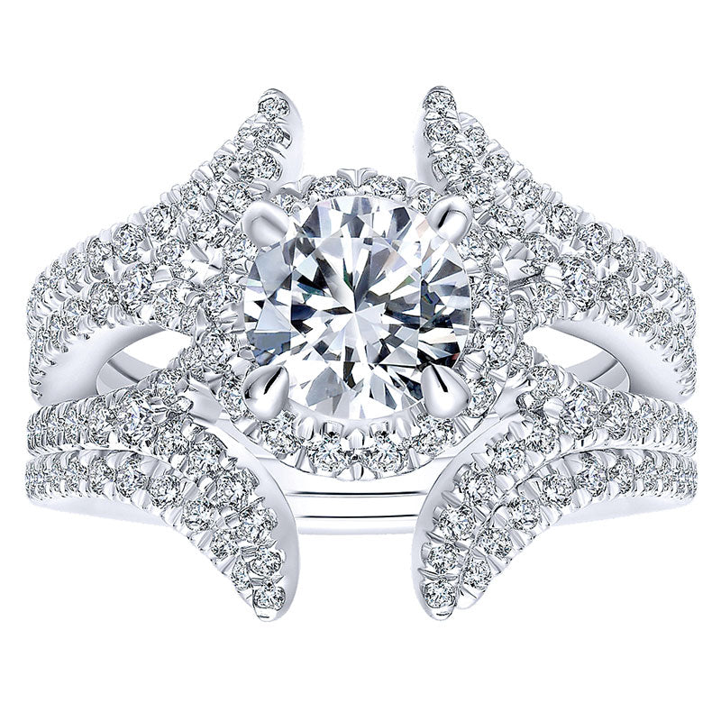 14K White Gold Diamond Halo 14K White Gold Engagement Ring ER12779R4W44Jj