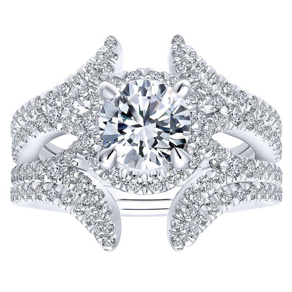 14K White Gold Diamond Halo 14K White Gold Engagement Ring ER12779R4W44Jj