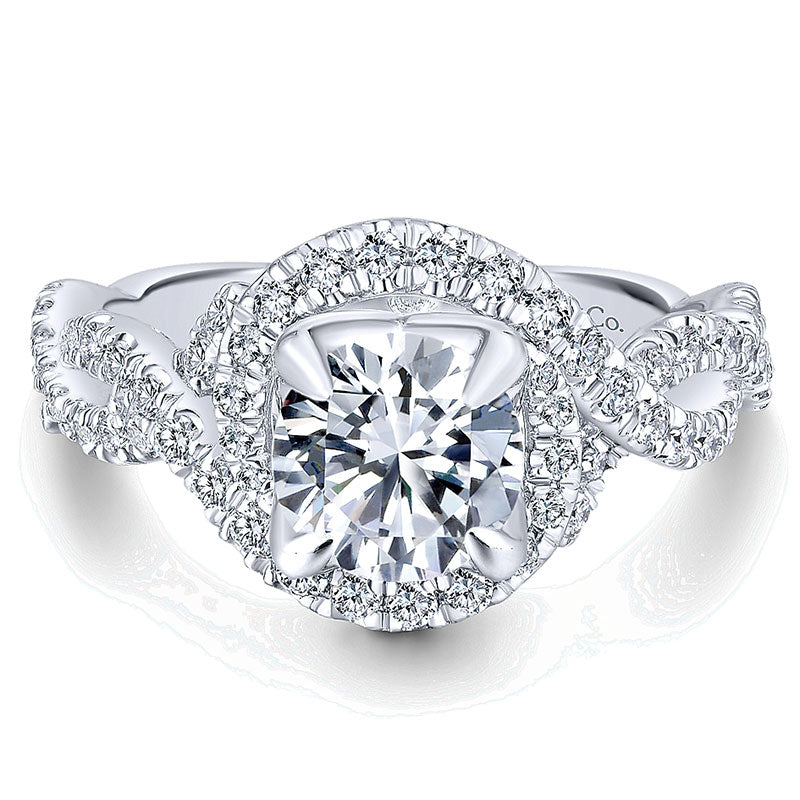 14K White Gold Diamond Halo 14K White Gold Engagement Ring ER12820R4W44Jj
