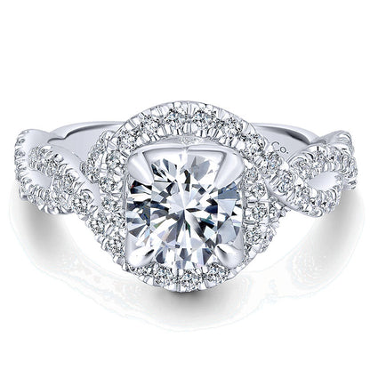 14K White Gold Diamond Halo 14K White Gold Engagement Ring ER12820R4W44Jj