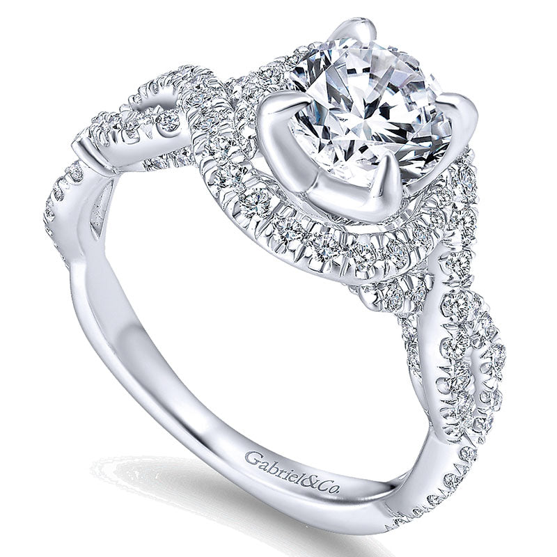 14K White Gold Diamond Halo 14K White Gold Engagement Ring ER12820R4W44Jj