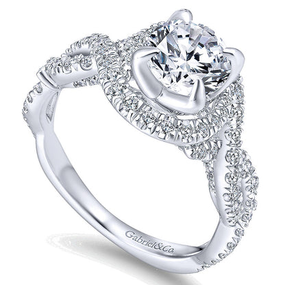 14K White Gold Diamond Halo 14K White Gold Engagement Ring ER12820R4W44Jj