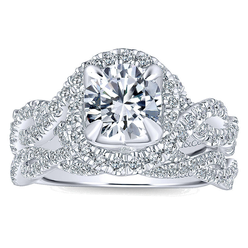 14K White Gold Diamond Halo 14K White Gold Engagement Ring ER12820R4W44Jj