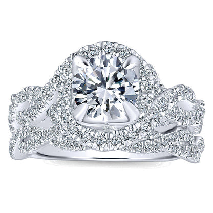 14K White Gold Diamond Halo 14K White Gold Engagement Ring ER12820R4W44Jj