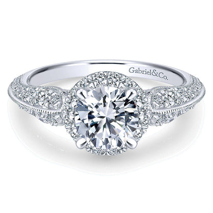 14K White Gold Diamond Halo 14K White Gold Engagement Ring ER12887R4W44Jj