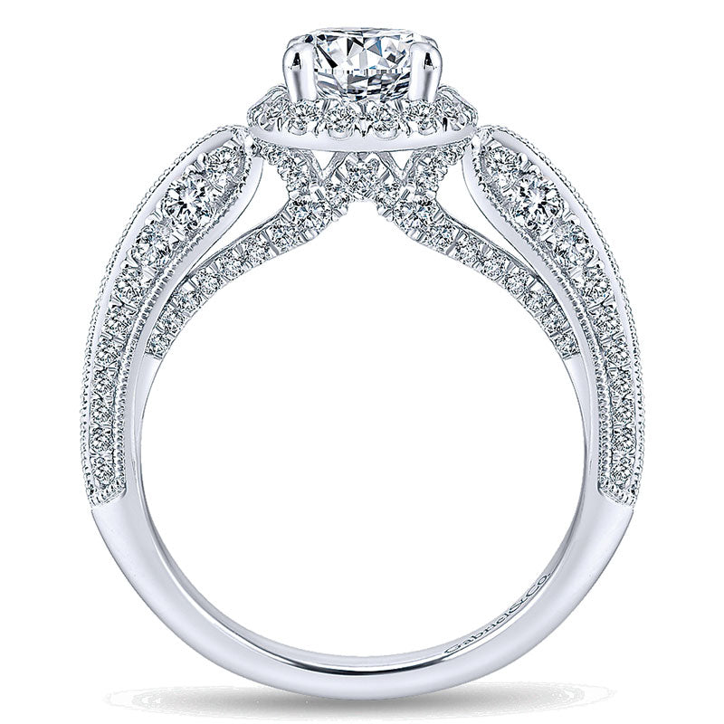 14K White Gold Diamond Halo 14K White Gold Engagement Ring ER12887R4W44Jj