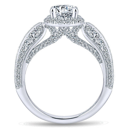 14K White Gold Diamond Halo 14K White Gold Engagement Ring ER12887R4W44Jj
