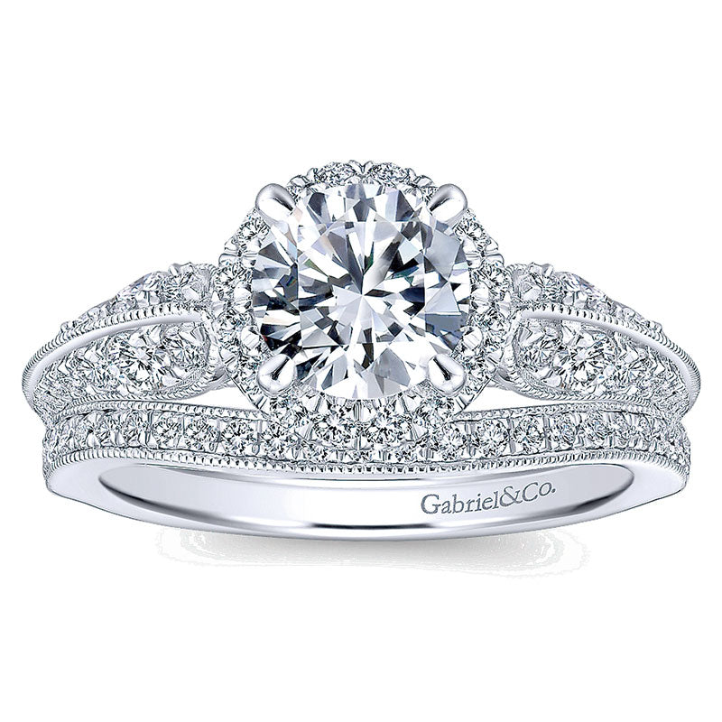 14K White Gold Diamond Halo 14K White Gold Engagement Ring ER12887R4W44Jj