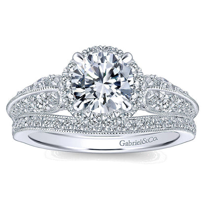 14K White Gold Diamond Halo 14K White Gold Engagement Ring ER12887R4W44Jj