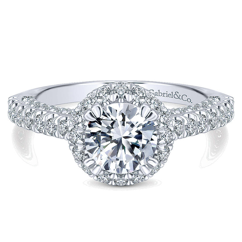 14K White Gold Diamond Halo 14K White Gold Engagement Ring ER12950R4W44Jj