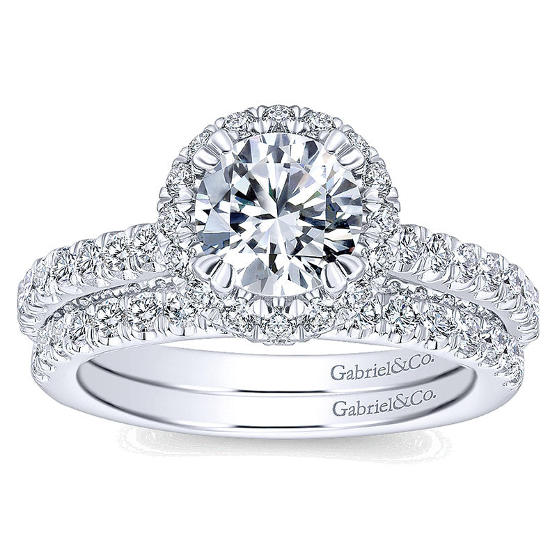 14K White Gold Diamond Halo 14K White Gold Engagement Ring ER12950R4W44Jj