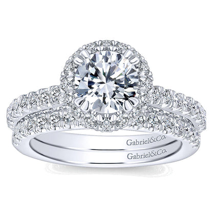 14K White Gold Diamond Halo 14K White Gold Engagement Ring ER12950R4W44Jj