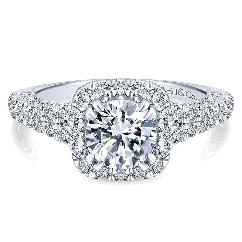 14K White Gold Diamond Halo 14K White Gold Engagement Ring ER12956R4W44Jj