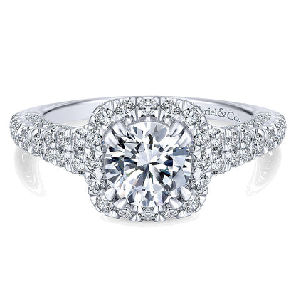14K White Gold Diamond Halo 14K White Gold Engagement Ring ER12956R4W44Jj
