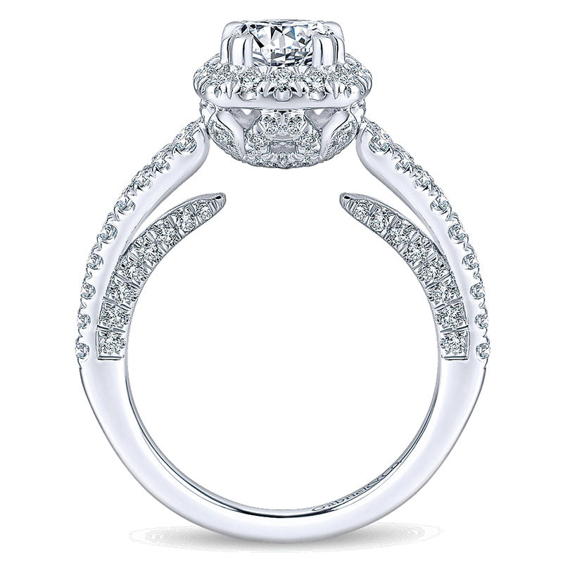 14K White Gold Diamond Halo 14K White Gold Engagement Ring ER12956R4W44Jj
