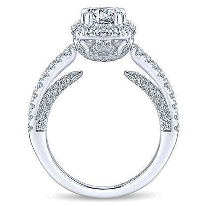 14K White Gold Diamond Halo 14K White Gold Engagement Ring ER12956R4W44Jj