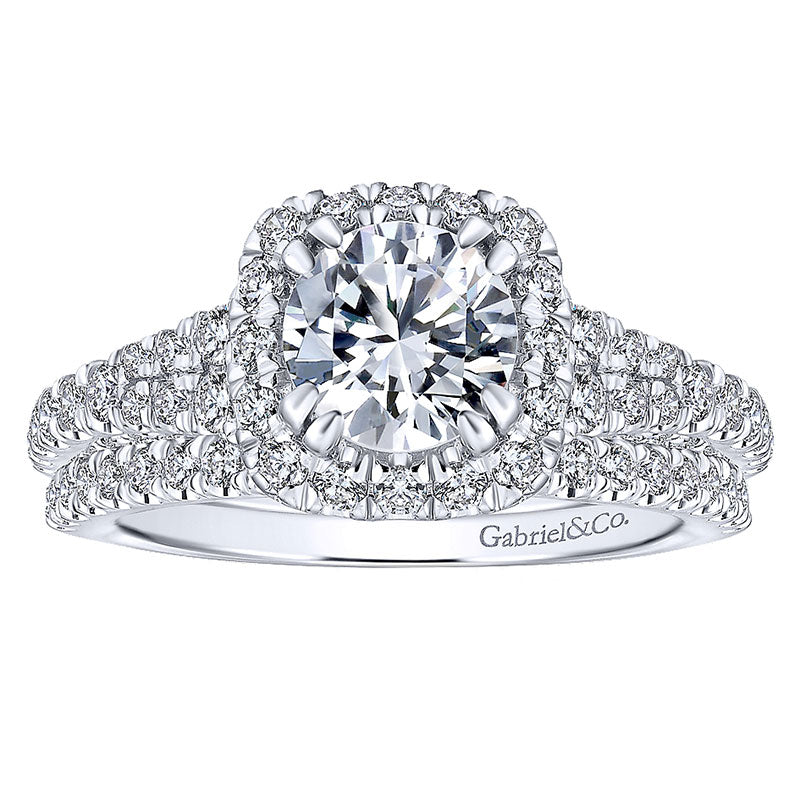 14K White Gold Diamond Halo 14K White Gold Engagement Ring ER12956R4W44Jj