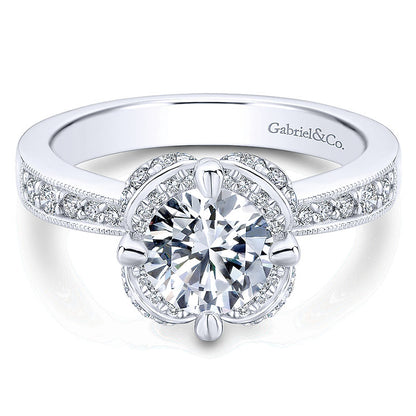 14K White Gold Diamond Halo 14K White Gold Engagement Ring ER13107R4W44Jj