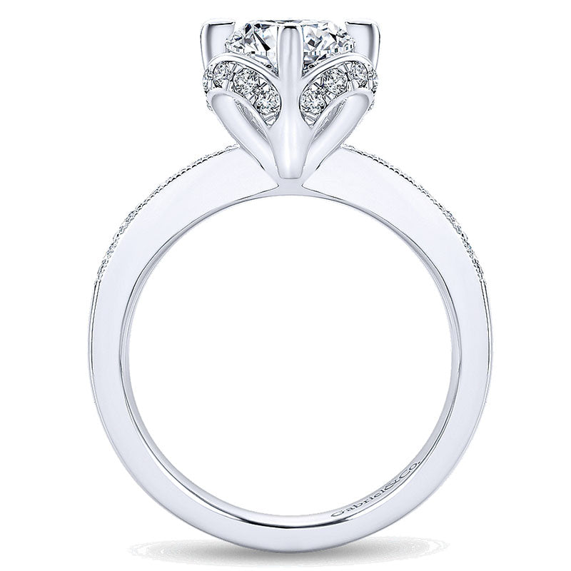 14K White Gold Diamond Halo 14K White Gold Engagement Ring ER13107R4W44Jj