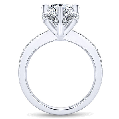 14K White Gold Diamond Halo 14K White Gold Engagement Ring ER13107R4W44Jj
