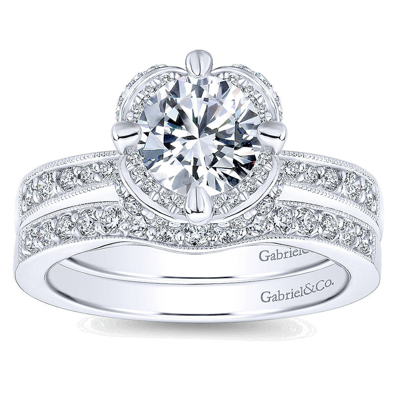 14K White Gold Diamond Halo 14K White Gold Engagement Ring ER13107R4W44Jj