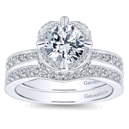 14K White Gold Diamond Halo 14K White Gold Engagement Ring ER13107R4W44Jj