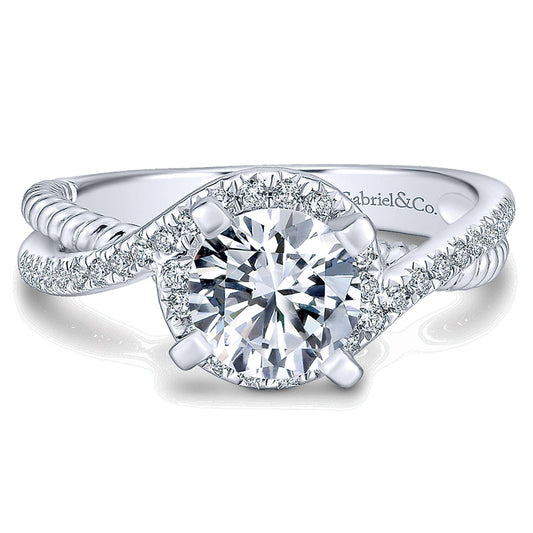 Engagement Ring 14k White Gold Diamond Halo