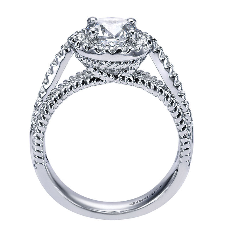 Engagement Ring 14k White Gold Diamond Halo
