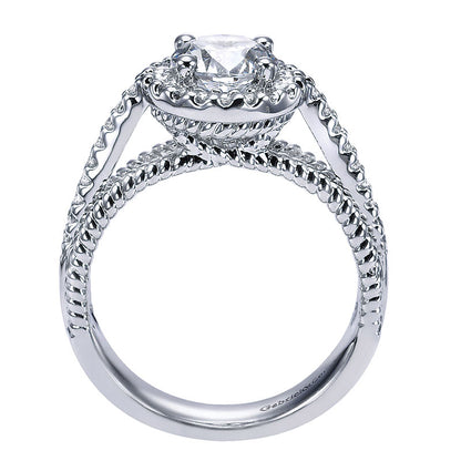Engagement Ring 14k White Gold Diamond Halo