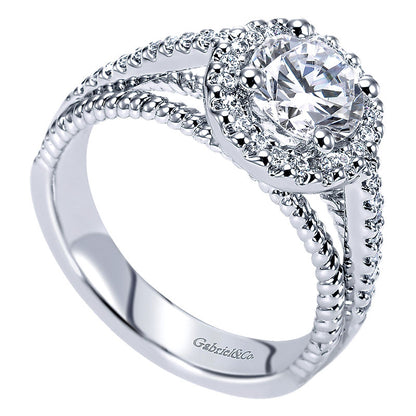 Engagement Ring 14k White Gold Diamond Halo