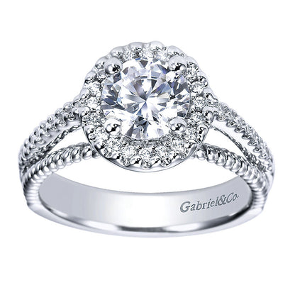 Engagement Ring 14k White Gold Diamond Halo