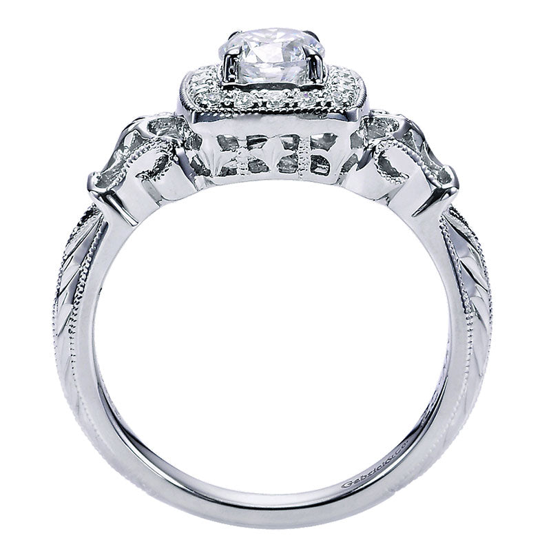Engagement Ring 14k White Gold Diamond Halo