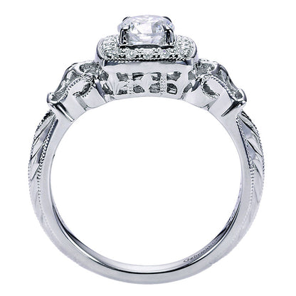 Engagement Ring 14k White Gold Diamond Halo