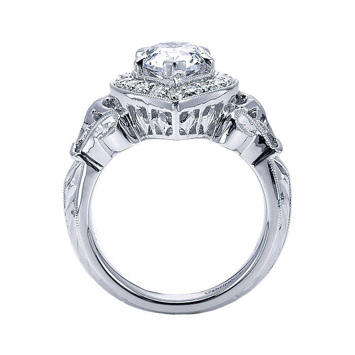 14k White Gold Diamond Halo Engagement Ring ER5448W44JJ