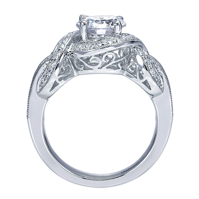 Engagement Ring 14k White Gold Diamond Halo