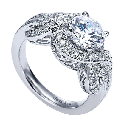 Engagement Ring 14k White Gold Diamond Halo